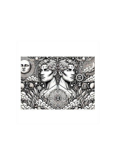 Mitolojik İkizler Ve Astroloji Hediyelik Ahşap Tablo