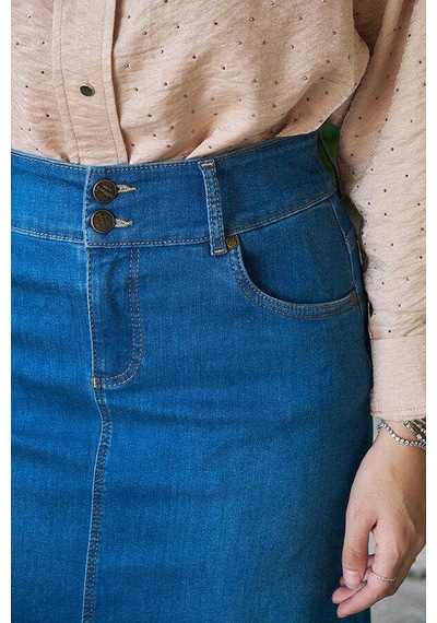 2252-denim Püsküllü Etek Koyu Mavi Koyu Mavi