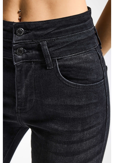 Itsbasic Kadın Koyu Füme 2s6-1 Flare Fit Esnek Elastan Kumaş Denim Jean
