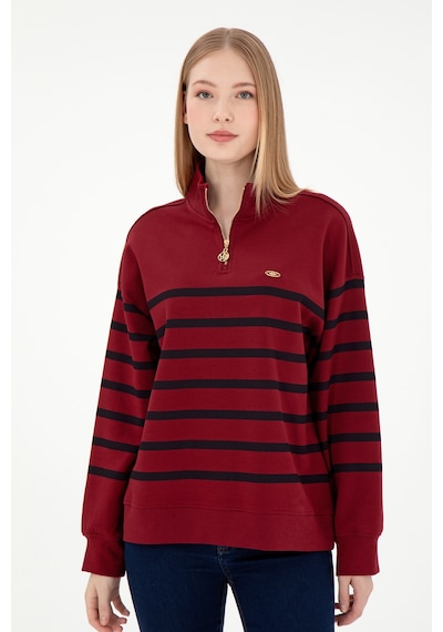 U.S. Polo Assn. Kadın Bordo Fermuarlı Dik Yaka Sweathirt 50298989-VR014