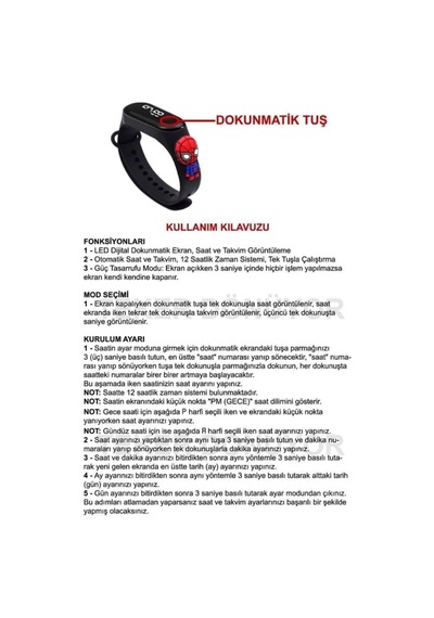 Dijital Dokunmatik Su Geçirmez Led Ekran Figürlü Çocuk Kol Saati Mavi3 - 624269498