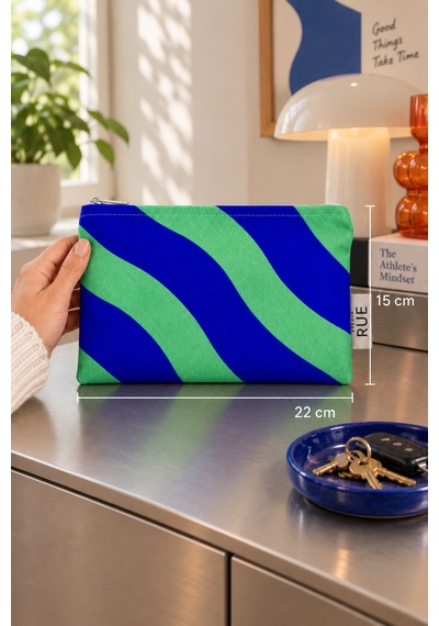 Renkli Desenli Düzenleyici El Çantası - Seyahat Tipi Organizer 22x15 Cm