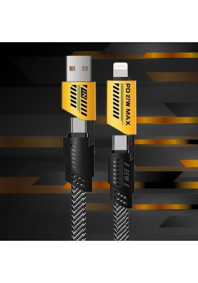 Büro Ev Ofis Cihazları İçin 65w Usb Typec To Typec Apple İos Uyumlu Örgülü Hızlı Mobil Şarj Data Kablosu
