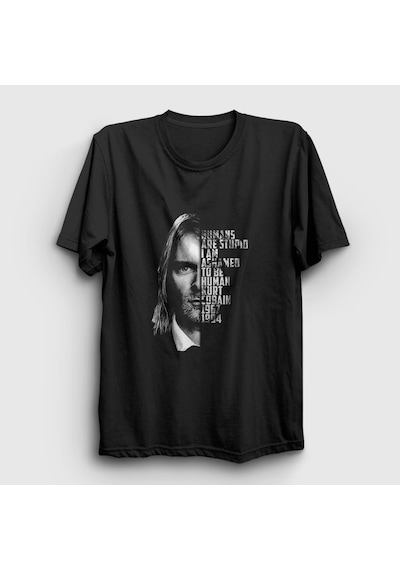Presmono Unisex Ashamed Nirvana Kurt Cobain T-shirt Siyah