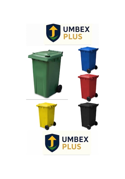 Umbex 5 Adet Plastik Çöp Konteyneri Çöp Kovası 240 Lt Isıya Karşı Dayanıklı Çok Renkli