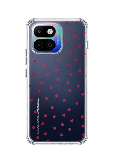 General Mobile Gm 26 One 5g Uyumlu Kırmızı Kalpler Tasarımlı Baskılı Silikon Kılıf