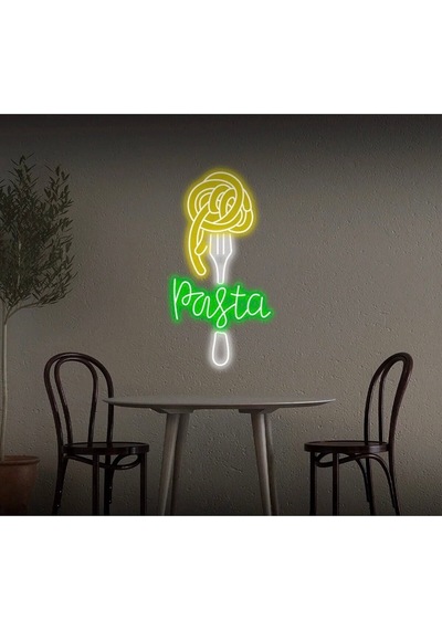 Pasta Yazılı Ve Şekilli Neon Tabela Yeşil