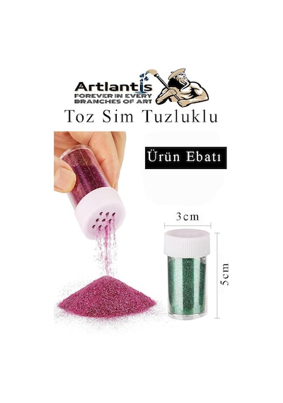 Mor Toz Sim Tuzluklu 7 Gr 3 Adet Renkli Toz Sim Epoksi Reçine Okul Etkinlik Dekarasyon Slime