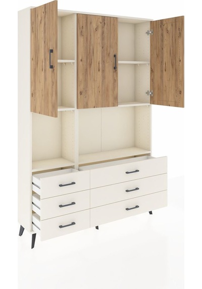 Arges Dolap 6 Raflı 6 Çekmeceli 3 Kapaklı 132x30x195 Aytaşı-ç... Aytaşı