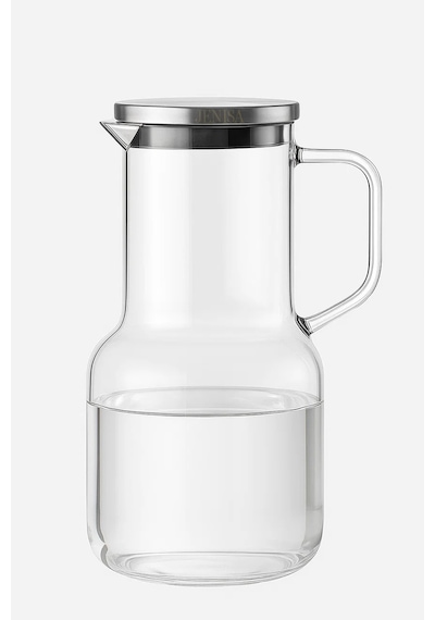 Isıya Dayanıklı Cam Sürahi 1.8 Litre Şeffaf Lüks Karaf Borosilikat Metal Silikon Kapaklı