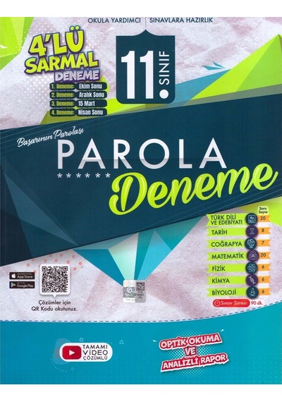 11.Sınıf Sarmal Parola 4'lü Deneme -  Evrensel İletişim Yayınları