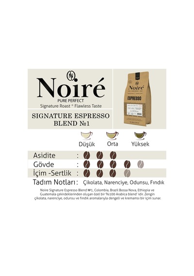 Noire Signature Espresso Blend 1 1000g %100 Arabica Blend Çekirdek