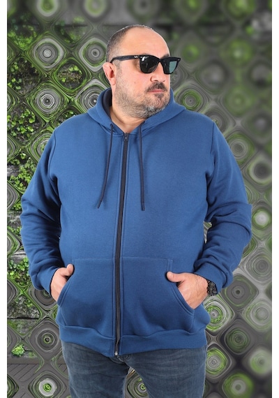 Moc Grande Mocgrande Büyük Beden Unisex Kapüşonlu 3ip Sweat 11701 Indıgo Indigo
