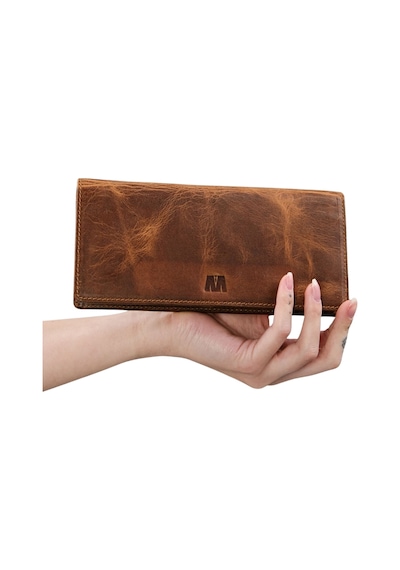 Mft Leather Hakiki Deri Unisex Telefon Bölmeli Cüzdan Golden 3367 Crazy Taba
