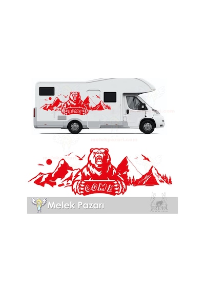 Ayı Dağ Manzara Off Road Kamp Karavan Sticker
