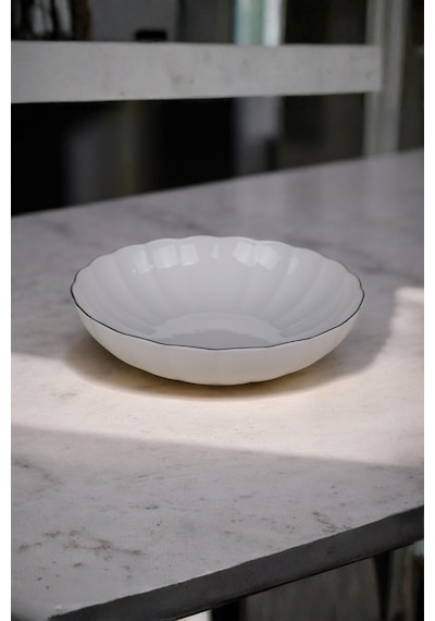 Kütahya Porselen Bone Luz Platin Fileli Bowl Kase 25x6cm 2000ml 2 Li Bnlzf25ks00 Çok Renkli