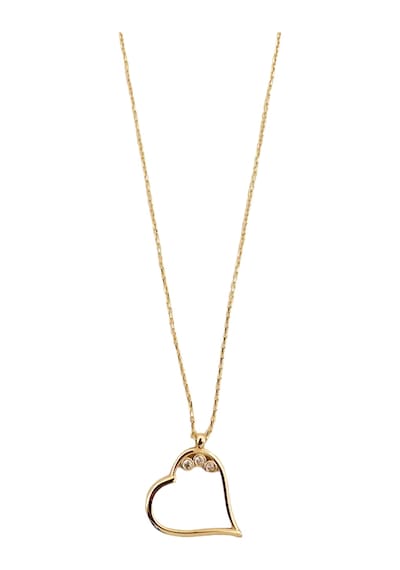 Altın Nesil - 14 Ayar Altın Üç Taşlı Kalp Kolye