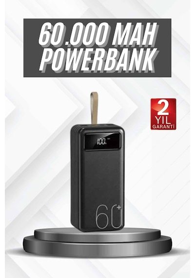 Tek Hızlı Şarj 4 Çıkışlı Powerbank 60.000 Mah Taşınabilir Dijital Göstergeli Najmaddin