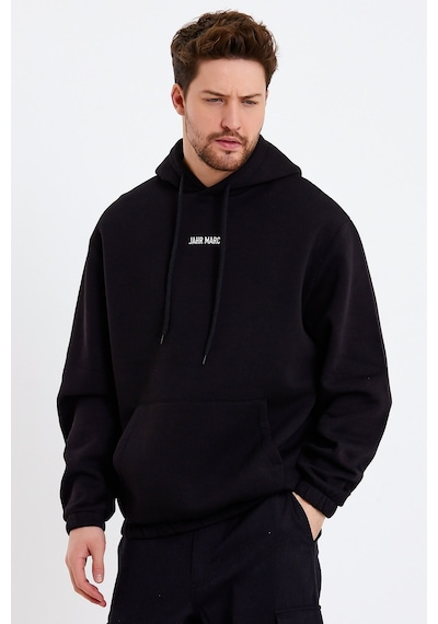 JAHR MARC Nakışlı Oversize Siyah Erkek Sweatshirt Siyah