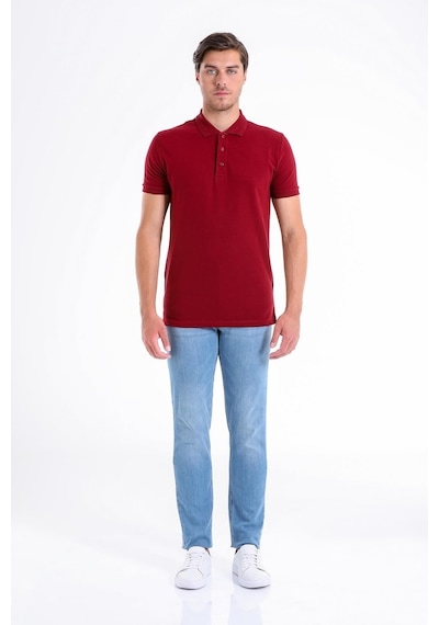 Hatemoğlu Regular Fit Pamuk Polo Yaka Erkek Tişört - Bordo