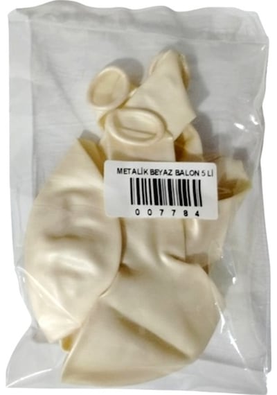 Metalik Beyaz Balon 5 Li - 2 Paket Beyaz