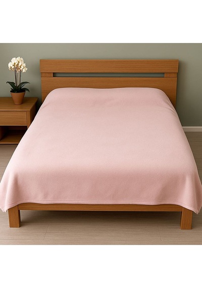 185x210cm %100 Pamuklu Çift Kişilik Battaniye Polar Toz Pembe