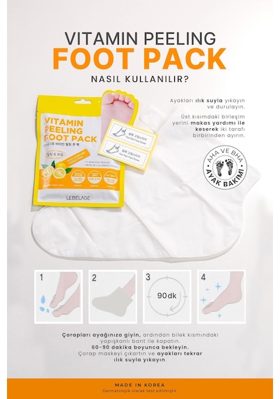 Lebelage Soyulan Ayak Maskesi Vitamin Kompleksi Kore Soyucu Maske Lebelage Vitamin Peeling Foot Pack