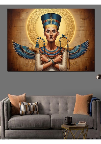Mısır Kraliçesi Nefertiti Heykeli Dekoratif Kanvas - Mdf Ahşap Tablo