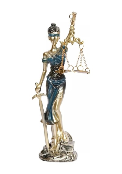 Themis Adalet Kadını Terazisi Heykeli Mavi Gold 24cm