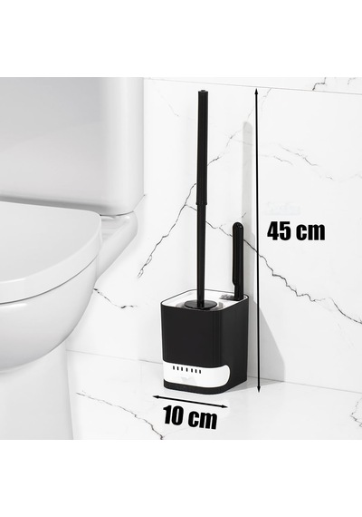 2038 Pratik Temizlik Tuvalet Fırçalığı Banyo Tuvalet Fırçası Wc Fırçası - Siyah Beyaz Diğer