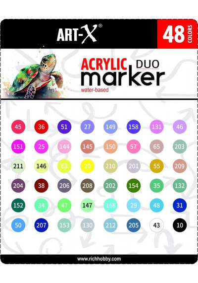 Art-x Akrilik Marker Çift Tarafli Profesyonel Kalem Seti 48 Renk 18053
