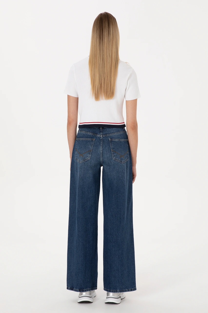 U.S. Polo Assn. Kadın Mavi  Loose Fit Jean Pantolon 50316578-DN0022