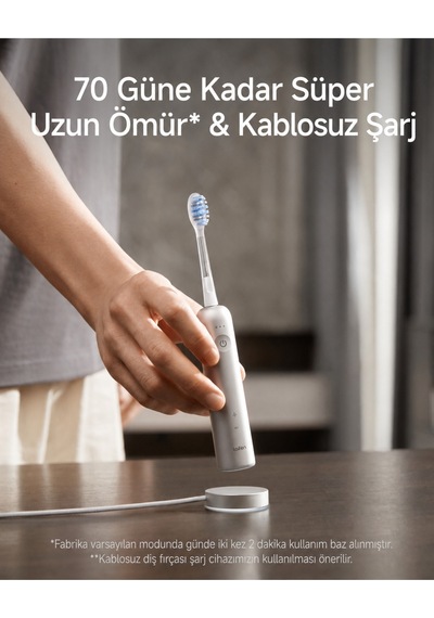 Laifen Wave Pro Orijinal Alüminyum Alaşım Elektrikli Diş Fırçası Açık Gri