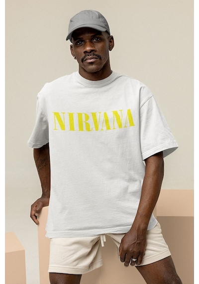 Nirvana Baskılı Unisex Oversize Müzik Grubu Tişört Beyaz