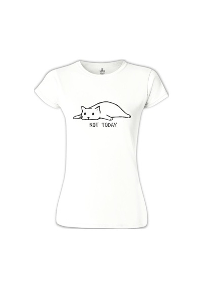 Kedi - Not Today Beyaz Kadın Tshirt 001