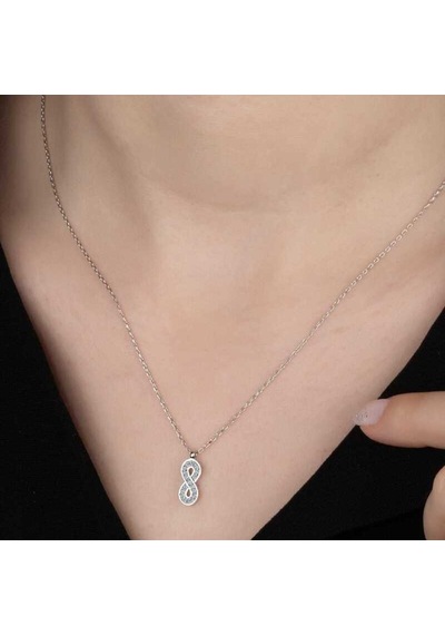 Swarovski Taşlı Gümüş Sonsuzluk Kadın Kolye (520762696)