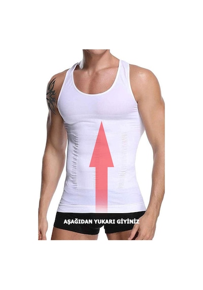 Young Fit Erkek Göbek Sıkılaştırıcı Beyaz Korse Atlet Beyaz