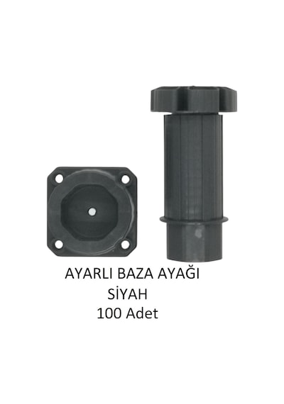 Ayarlanabilir Plastik Baza Ayağı 10-15 Cm, Siyah, Çok Amaçlı Dolap Ayağı 100 Adet Siyah