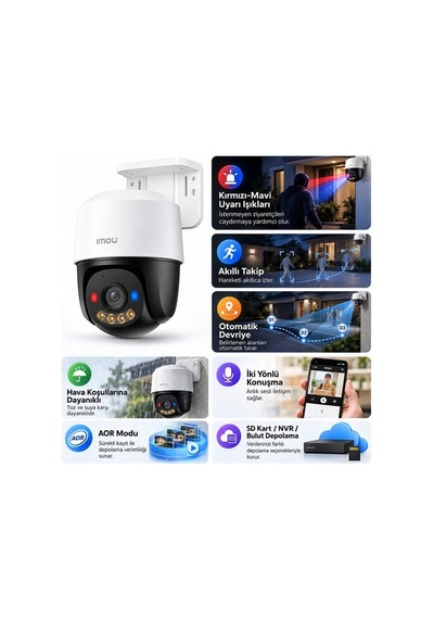 Imou Ipc-ps7fp-3m0 Cruiser Ps7f 2.8mm Lens Poe İki Yönlü Ses Smart Ir 30 M Renkli Gece Görüş 3mp Dome Kamera