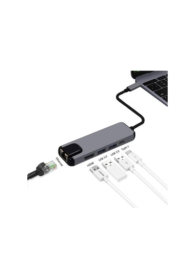 Usb 3.1 Type C To Hdmi 2xusb 3.0 Gigabit Ethernet Çevirici Dönüştürücü Adaptör