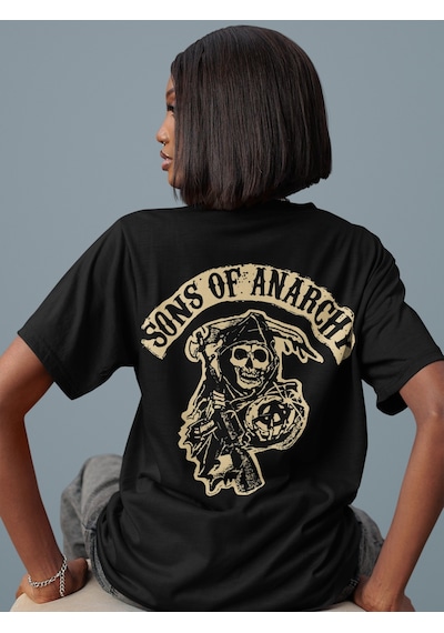 Sons Of Anarchy Dizi Sırt Baskılı Unisex Oversize Tişört Siyah