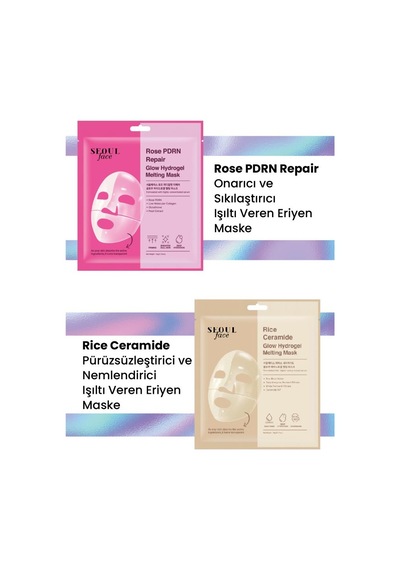 Dermal Seoul Face Gül Rose Pdrn Onarıcı Glow Hidrojel Maske Ve Pirinç Eriyen Maske