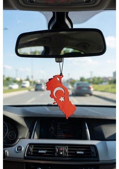 Araç İçi Dikiz Aynası Süsü Türkiye Haritası 9x4 Cm Kırmızı