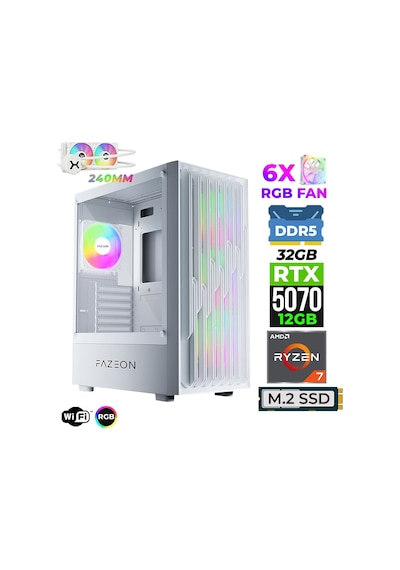 Fazeon Astra X610 R7-7700X 32 GB 1 TB M.2 NVMe SSD 12 GB RTX5070 Free Dos Masaüstü Oyuncu Bilgisayarı