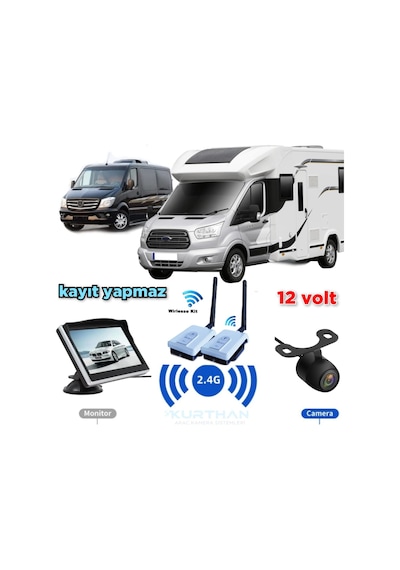 Wifi Görüntü Aktarıcı+5 İnç Monitör+ Kelebek Kamera Seti 12 Volt