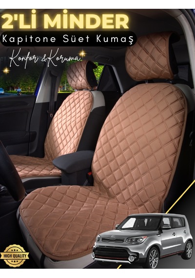 Kia Soul Uyumlu 2'li Süet Oto Koltuk Minderi Universal Hızlı Montaj Su Geçirmez A1 Kahverengi