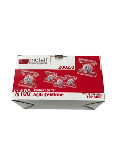 Metali Açılı Şeffaf Çektirme 1 Paket 100 Adet