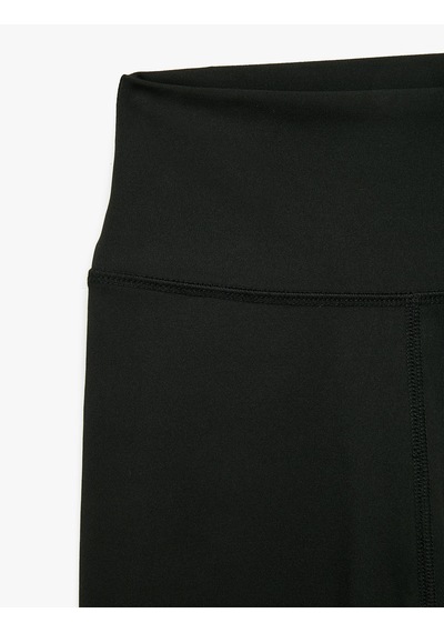 Koton Slim Fit Yüksek Bel İnterlok Kumaş Spor Tayt Siyah 7wak40031nk