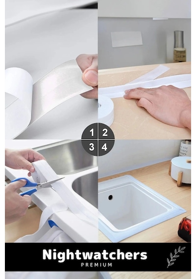 Deluxe Su Geçirmez Sızdırmaz Dayanıklı Lavabo Pvc Yağ Kenar Küf Önleyici 3.2m 4 Adet İzolasyon Bant