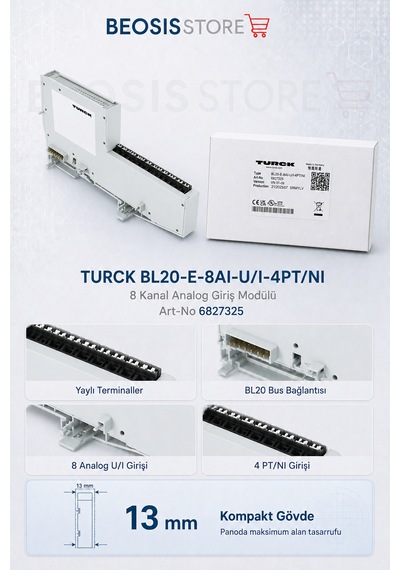 Turck Bl20-e-8aı-u/ı-4pt/nı 8 Kanal Analog Giriş Modülü